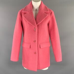 EMPORIO ARMANI Size XS Pink Wool Polyester Textured Notch Lapel Coat